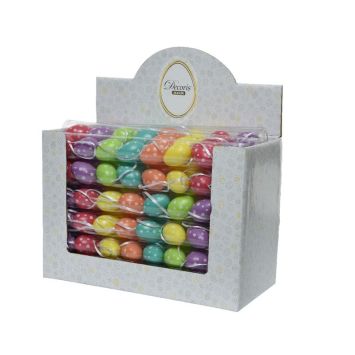 Lot de 8 œufs aux motifs à pois en plastique à suspendre - 5 cm