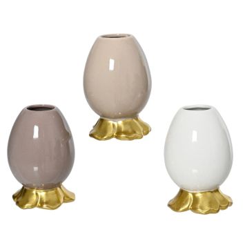 Soliflore œuf en grès avec pied doré, décoration de Pâques élégante | jourdefete.com