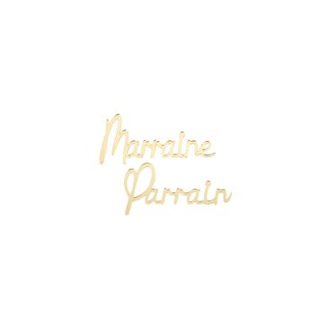 2 Décorations de table - Parrain et Marraine - Plexi Or