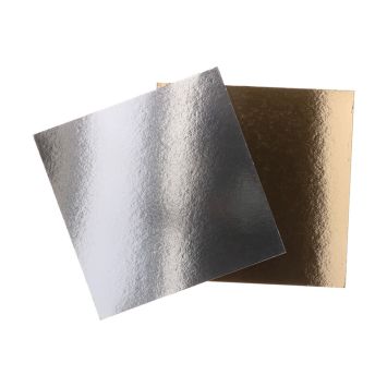 3 plateaux à gâteaux carrés - 25 x 25 cm - Couleur Argent / Or