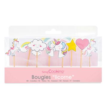 Bougies thème licorne pour décoration de gâteau féérique | jourdefete.com