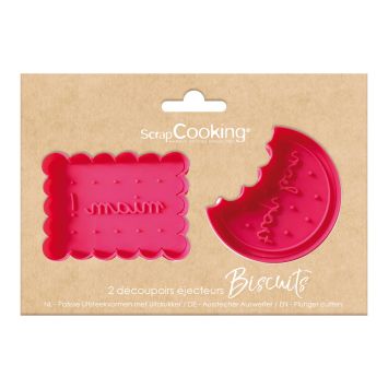 Lot de 2 découpoirs éjecteurs biscuits ScrapCooking pour pâtisserie maison | jourdefete.com