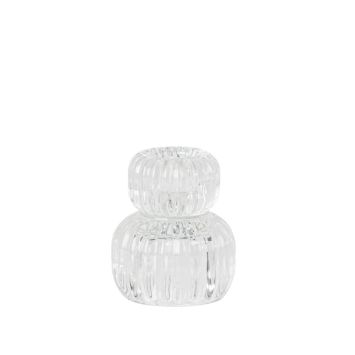 Bougeoir double en verre - Paul - 6,5 x 7,5 cm