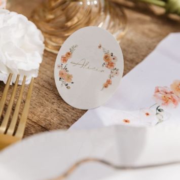 10 marque-places en papier FSC® - 6 x 5,2 cm - Collection Peachy