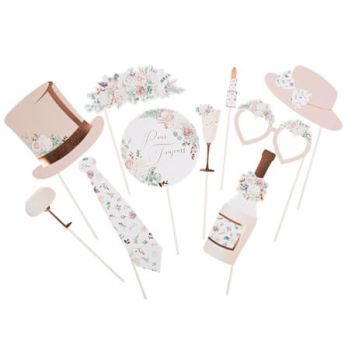 Kit de photobooth rose, gold et végétal | jourdefete.com