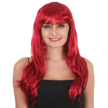 Perruque longue ondulée avec frange pour déguisement | jourdefete.com
