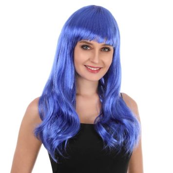 Perruque longue ondulée avec frange pour femme - Couleur au choix