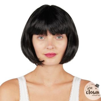 Perruque Cabaret Noire avec frange élégante | jourdefete.com