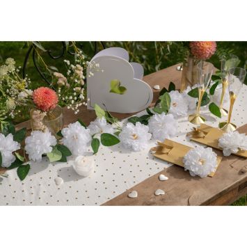 Chemin de table en viscose - 28 cm x 2,5 m - Collection Petit Cœur