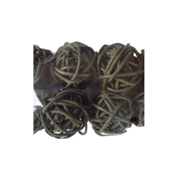 Petites Boules en Rotin Vert Kaki