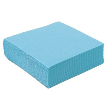 50 Petites Serviettes Microgaufrées - Bleu ciel