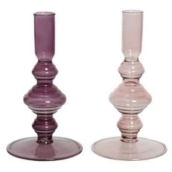 Bougeoir en verre - 16 cm - Couleur au choix | jourdefete.com