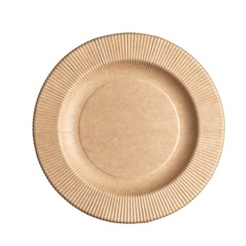 Sachet de 8 assiettes compostables Bruno Kraft - 21 cm | jourdefete.com