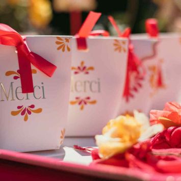 10 contenants "Merci" en papier avec ruban - 9 x 8,5 x 4 cm - Collection Pink Lemonade
