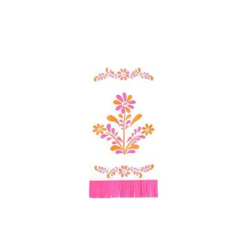 Serviettes à franges Pink Lemonade papier blanc framboise orange | jourdefete.com