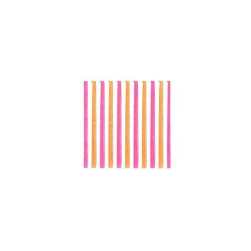 Serviettes cocktail rayées framboise et orange thème Pink Lemonade | jourdefete.com
