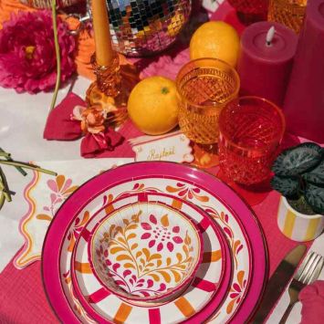 8 bols en carton - Diamètre 13,5 cm - Collection Pink Lemonade