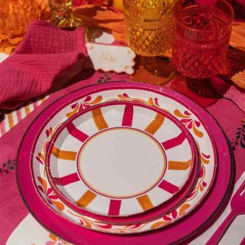 8 assiettes en carton - Diamètre 18 cm - Collection Pink Lemonade