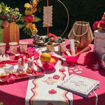 Chemin de table en tissu - 28 cm x 5 m - Collection Pink Lemonade
