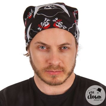Bandana pirate noir tête de mort pour costume | jourdefete.com