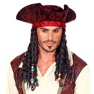 Tricorne de pirate avec bandana et dreadlocks