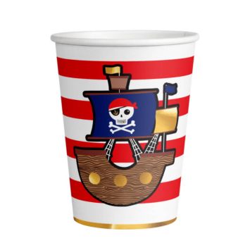 8 gobelets en carton collection pirate rouge de 25 cl | jourdefete.com