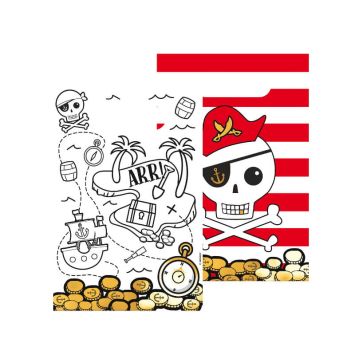 8 sacs cadeaux en papier collection pirate rouge | jourdefete.com