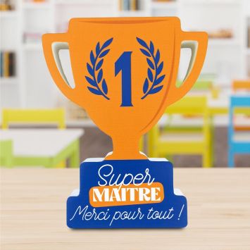 Plaque en bois à poser "Super Maître, merci pour tout !" - Collection Merci pour cette année