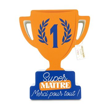 Plaque en bois à poser "Super Maître, merci pour tout !" - Collection Merci pour cette année