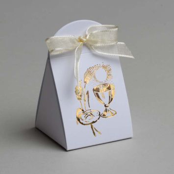 10 Pochettes à Dragées de Communion - Calice Doré