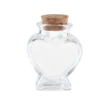 contenant en verre coeur transparent et bouchon en liege | jourdefete.com