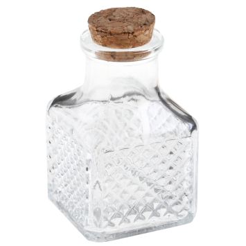Pot carré vintage transparent avec bouchon liège pour décoration | jourdefete.com