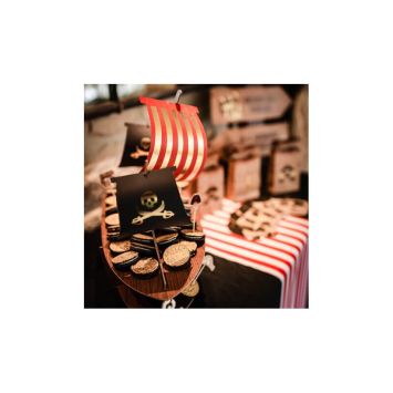 Présentoir Bateau Pirate - Kraft, Noir & Or - 46,5 cm 