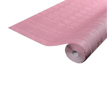 Rouleau de Nappe Damassé Rose - 25 Mètres