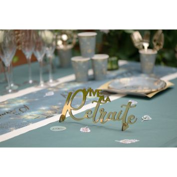 Décoration à poser "Vive la Retraite" en bois - 27 x 4 x 8 cm - Collection Retraite Dorée