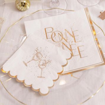 16 serviettes "Bonne Année" en papier - Nouvel An - 33 x 33 cm - Collection Bubbles Party