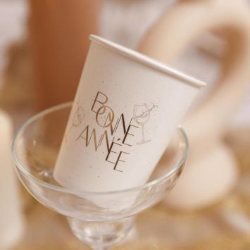 8 gobelets "Bonne Année" en carton - Nouvel An - 255 ml - Collection Bubbles Party