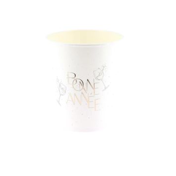 8 gobelets "Bonne Année" en carton - Nouvel An - 255 ml - Collection Bubbles Party
