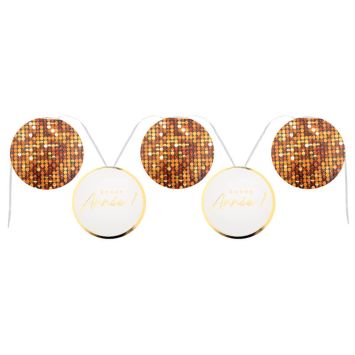 Banderole Bonne Année Disco dorée pour décoration de fête | jourdefete.com