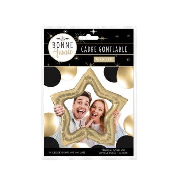 Ballon cadre photobooth étoile dorée - Bonne Année