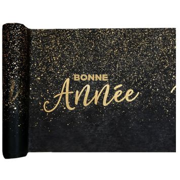 chemin de table noir bonne année | jourdefete.com