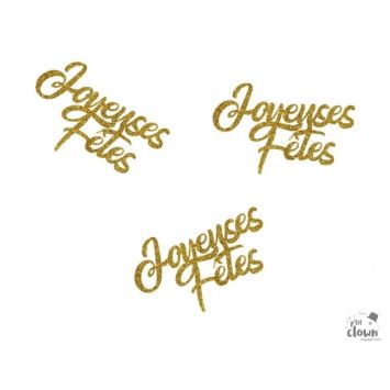 30 confettis de table dorés en papier "Joyeuses Fêtes" - Nouvel An