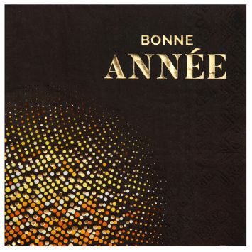Serviettes en papier dorées "Bonne Année" pour fêtes de fin d'année | jourdefete.com