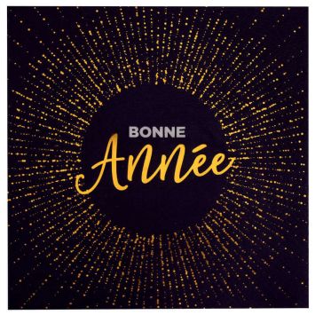 Lot de 20 serviettes noires - Bonne Année - 33 x 33 cm