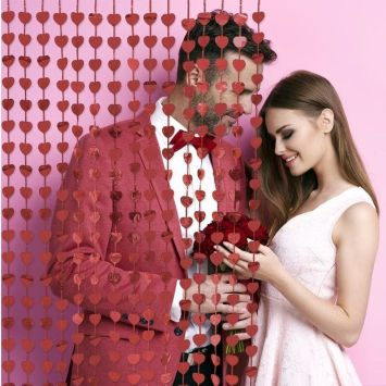 Rideau à franges en forme de cœur - Saint-Valentin - Collection Chéri Chérie