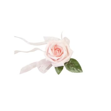 rose avec feuille et rubans pour demoiselle honneur rose ou blanc | jourdefete.com