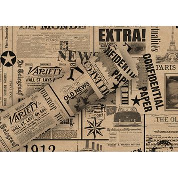Papier cadeau kraft imprimé style journal rétro | jourdefete.com
