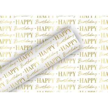 Rouleau de papier cadeau - 2 x 0,7 m - By Nature "Graphic Happy Birthday" - Couleur au choix