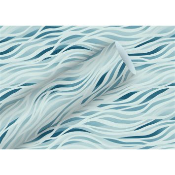 Rouleau de papier cadeau - 2 x 0,7 m - Vagues bleues