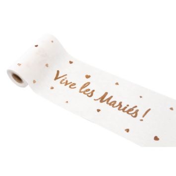Ruban de Table - "Vive les Mariés !" - Rose Gold | jourdefete.com